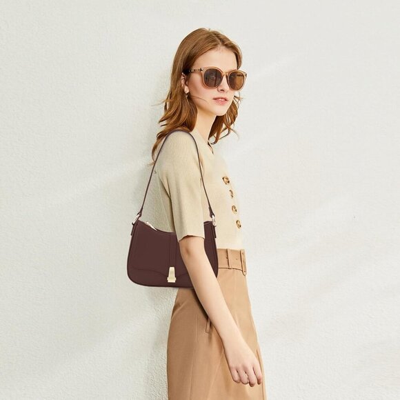 Crescent Shoulder Bag for Women, Vintage Retro Vegan Leather Clutch Tote Handbag - Picture 6 of 6